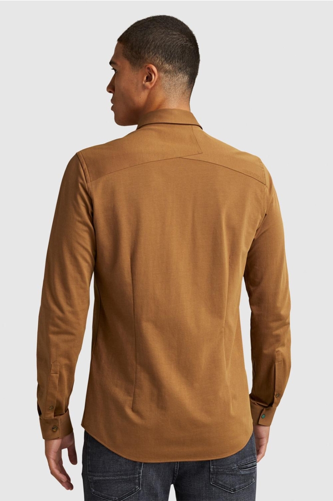 Cast Iron bruine heren overhemd | Model achteraanzicht