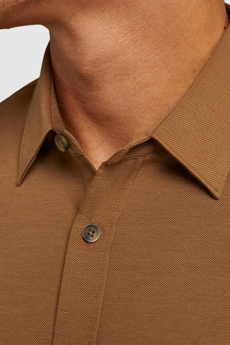Cast Iron bruine heren overhemd | Close up