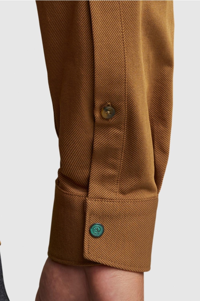 Cast Iron bruine heren overhemd | Close up