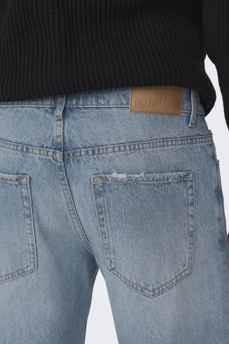 Only & Sons blauwe heren jeans | Close up
