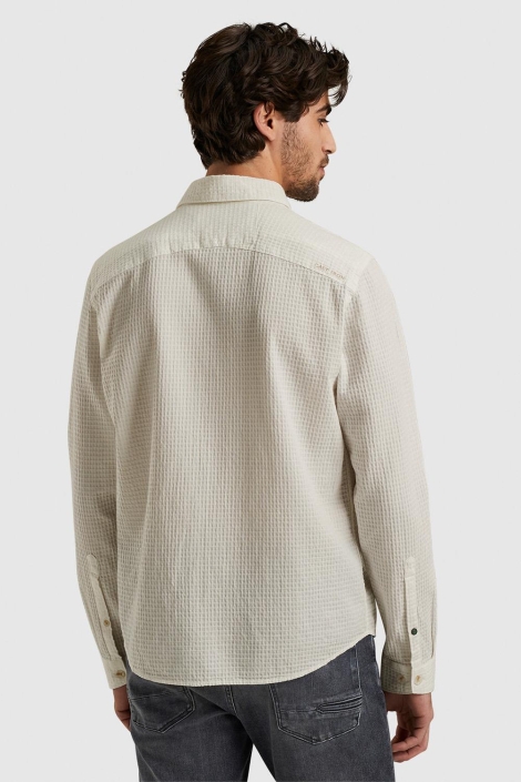 Cast Iron beige heren overhemd | Model achteraanzicht