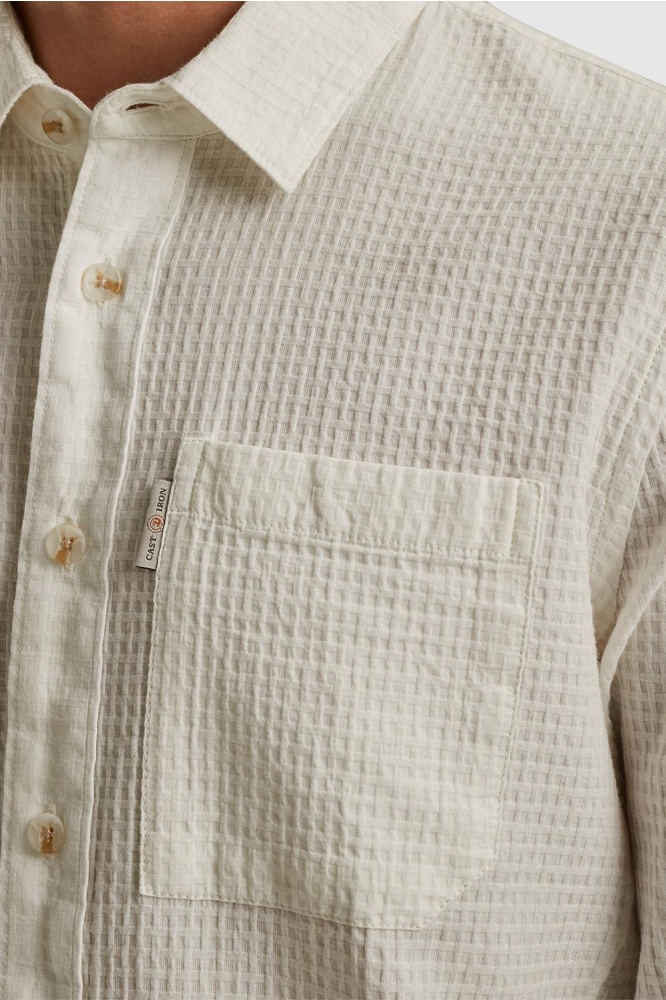 Cast Iron beige heren overhemd | Close up