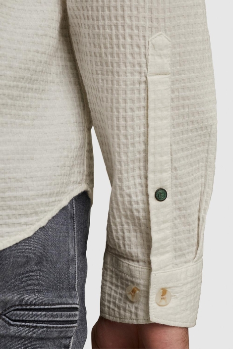 Cast Iron beige heren overhemd | Close up