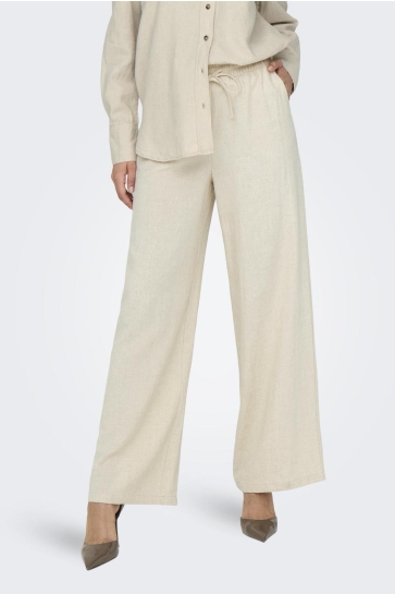 Jacqueline de Yong JDYSAY HW LINEN WIDE PANT WVN NOOS 15318361 Oatmeal/Melange