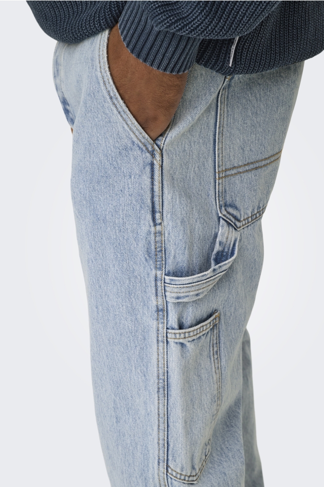 Only & Sons blauwe heren jeans | Close up
