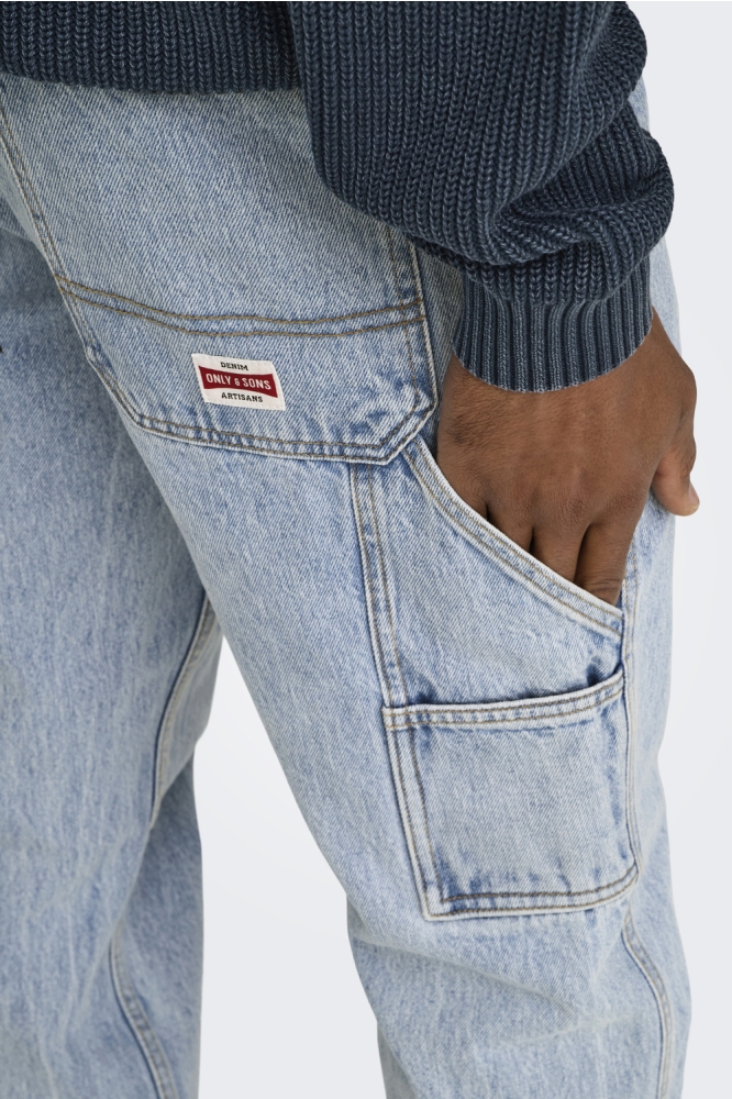 Only & Sons blauwe heren jeans | Close up
