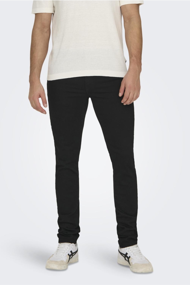 Only & Sons zwarte heren jeans | Model vooraanzicht