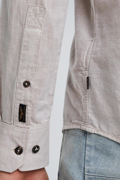 PME legend beige heren overhemd | Close up