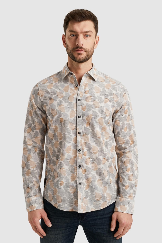 PME legend beige heren overhemd | Model vooraanzicht