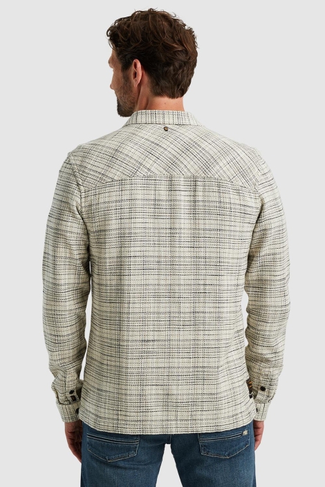 PME legend beige heren overhemd | Model achteraanzicht