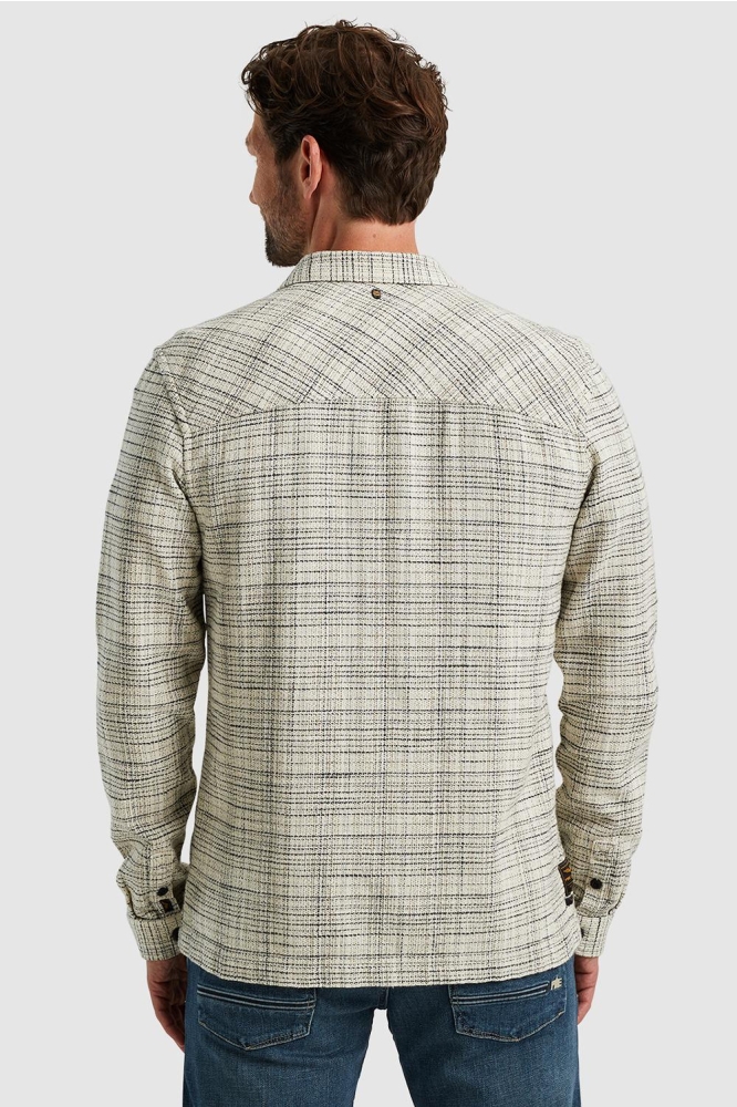 PME legend beige heren overhemd | Model achteraanzicht