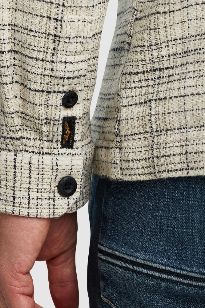 PME legend beige heren overhemd | Close up
