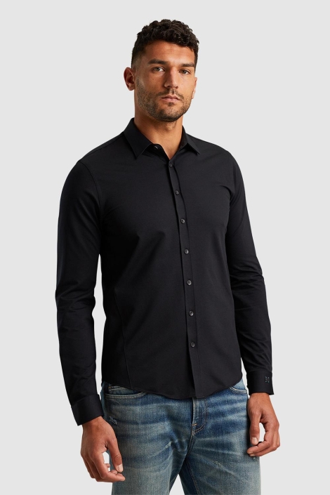 Cast Iron zwarte heren overhemd | Model vooraanzicht