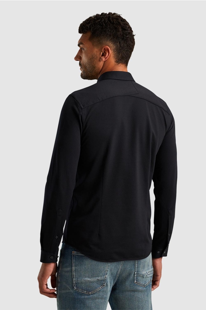 Cast Iron zwarte heren overhemd | Model achteraanzicht