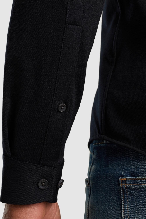 Cast Iron zwarte heren overhemd | Close up