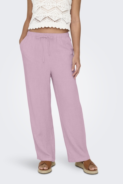Only roze dames broek | Model vooraanzicht