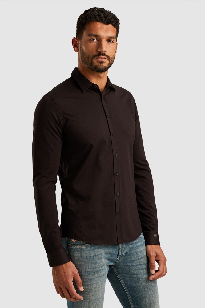 Cast Iron bruine heren overhemd | Model vooraanzicht