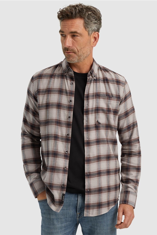 Vanguard taupe heren overhemd | Model vooraanzicht