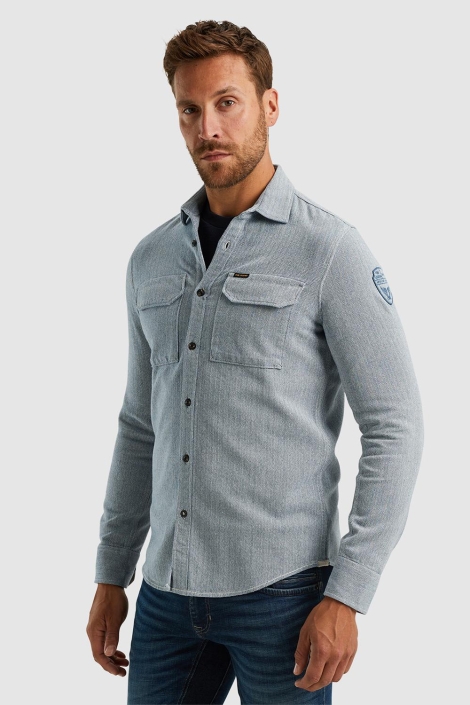 PME legend blauwe heren overhemd | Model vooraanzicht