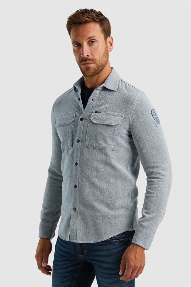 PME legend blauwe heren overhemd | Model vooraanzicht