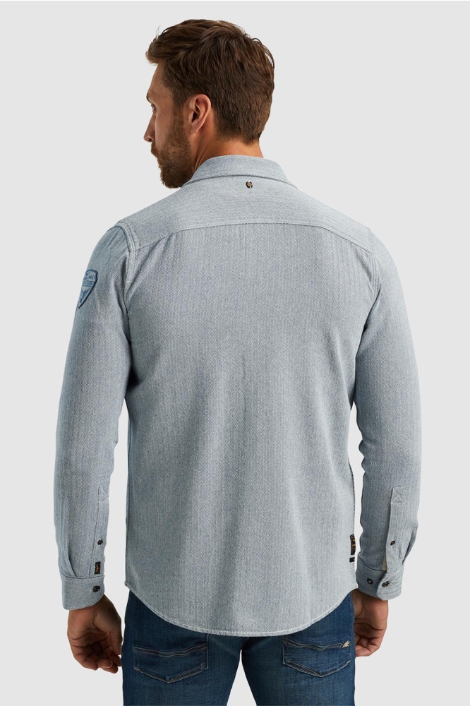 PME legend blauwe heren overhemd | Model achteraanzicht