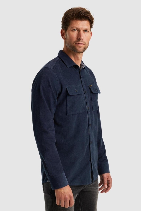 PME legend blauwe heren overhemd | Model zijaanzicht