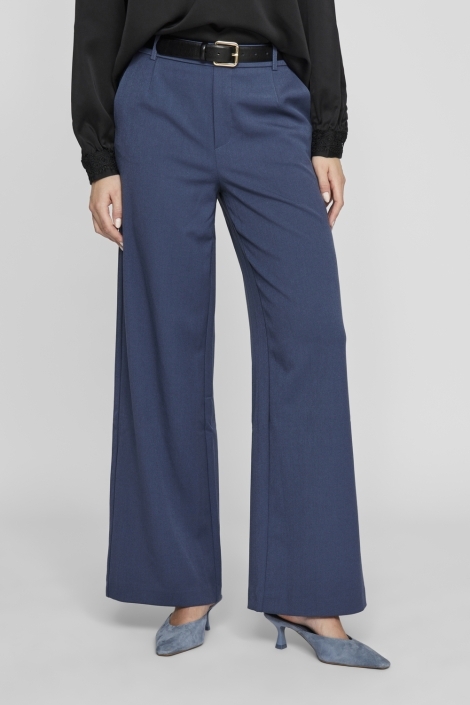 Vila blauwe dames broek | Model vooraanzicht