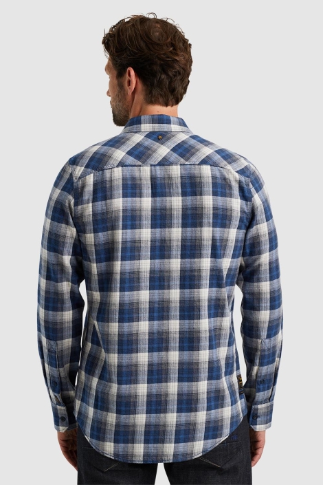 PME legend blauwe heren overhemd | Model achteraanzicht