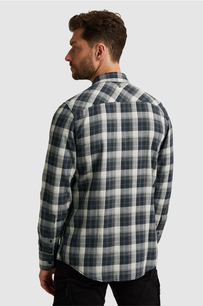 PME legend blauwe heren overhemd | Model achteraanzicht