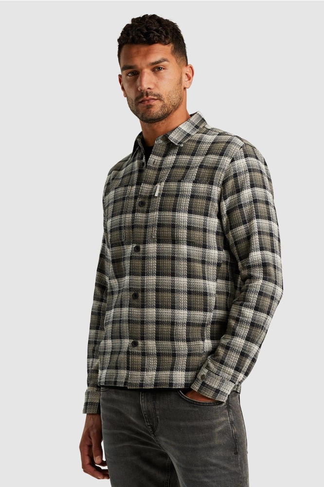 Cast Iron groene heren overhemd | Model zijaanzicht