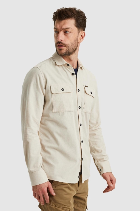 PME legend beige heren overhemd | Model vooraanzicht