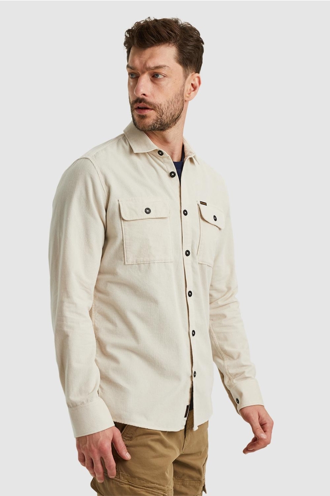 PME legend beige heren overhemd | Model vooraanzicht
