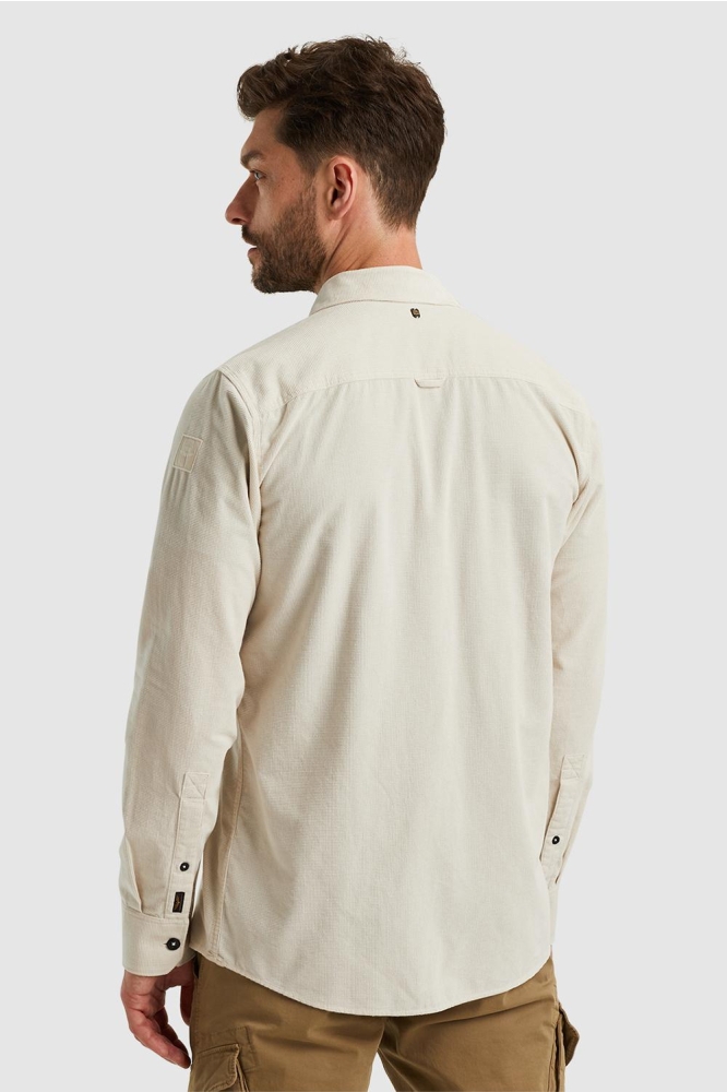 PME legend beige heren overhemd | Model achteraanzicht