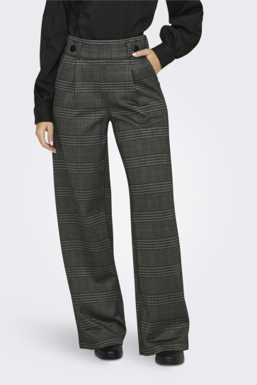 Jacqueline de Yong Broek JDYGEGGO MIA LONG CHECK PANT JRS NO 15242797 Granite Grey/DARK CHECK