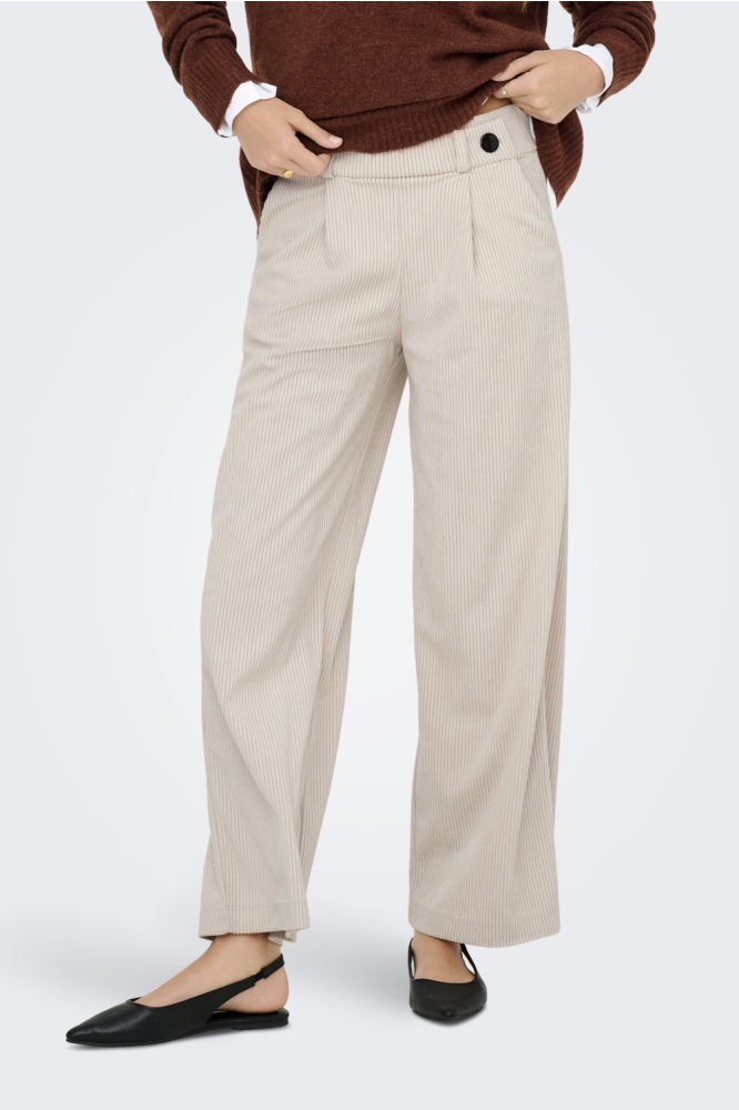 Jacqueline de Yong beige dames broek | Model vooraanzicht