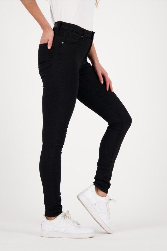 Raizzed zwarte dames jeans | Model zijaanzicht