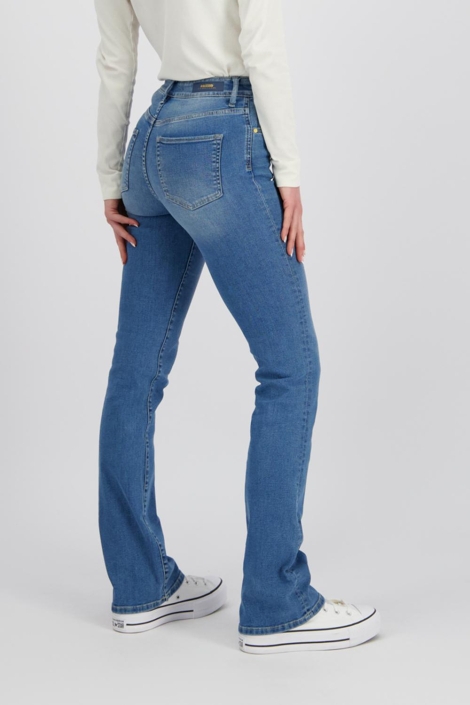 Raizzed blauwe dames jeans | Model zijaanzicht