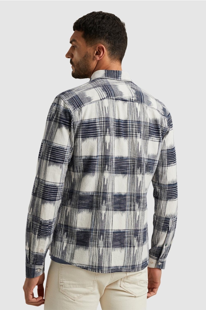 Cast Iron blauwe heren overhemd | Model achteraanzicht