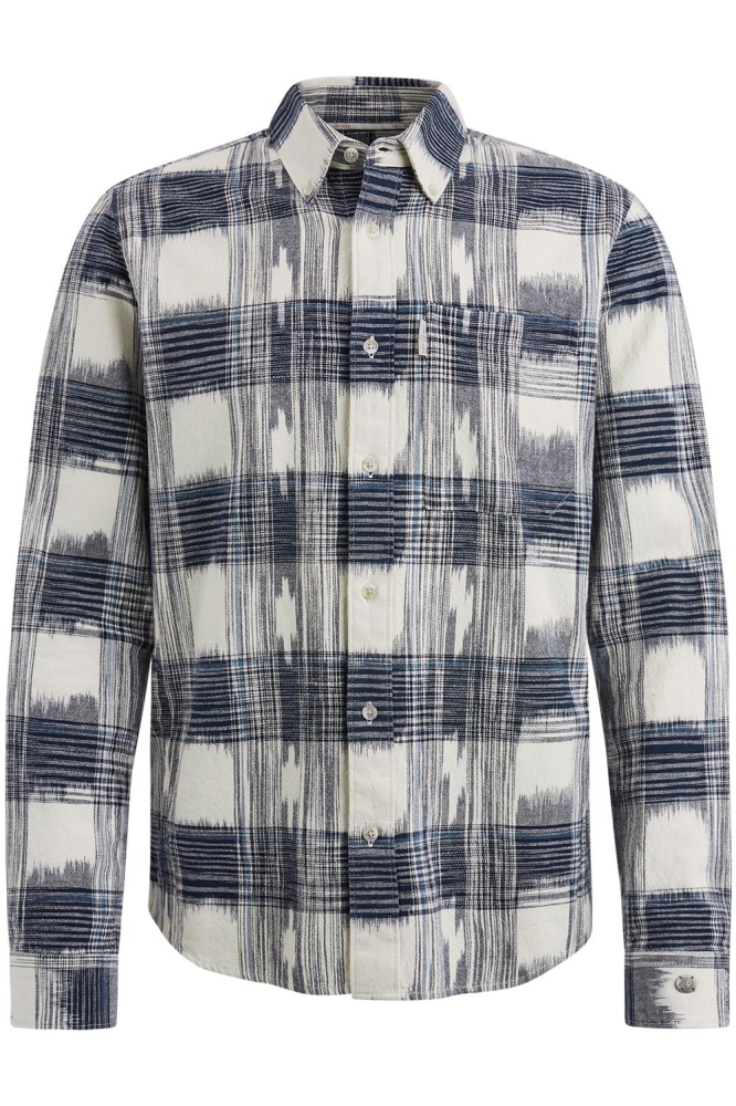 Cast Iron blauwe heren overhemd | Vooraanzicht