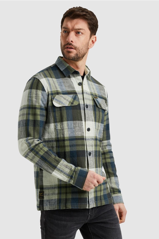 PME legend groene heren overhemd | Model zijaanzicht