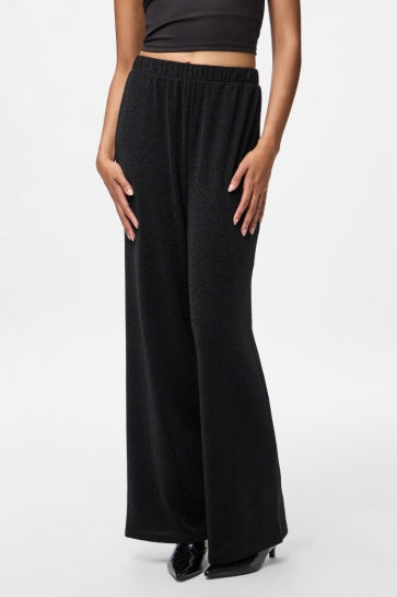 Pieces Broek PCJINA HW WIDE PANTS JRS PWP BC 17160934 BLACK/BLACK LUREX