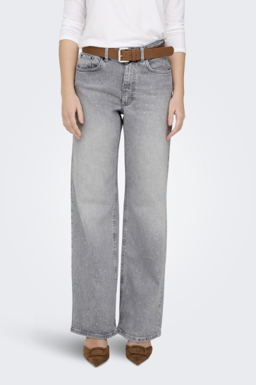 Only Jeans ONLJUICY HW WIDE RHINESTONE REA707 15349672 MEDIUM GREY