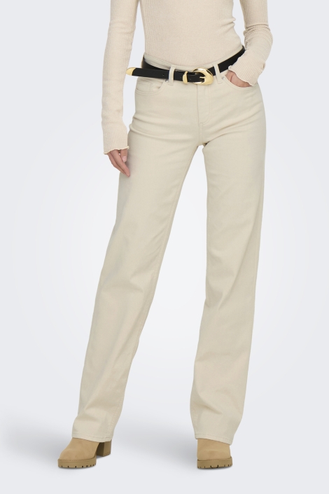 Only ecru dames jeans | Model vooraanzicht