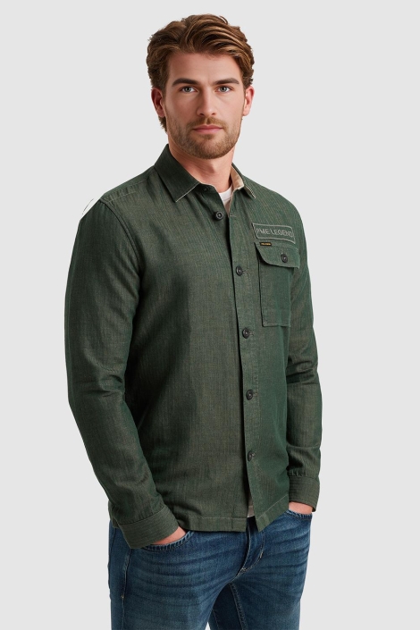 PME legend groene heren overhemd | Model zijaanzicht