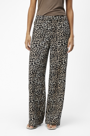 Object Broek OBJALBA LISA WIDE PANT PRINT NOOS 23046226 Humus/Leo