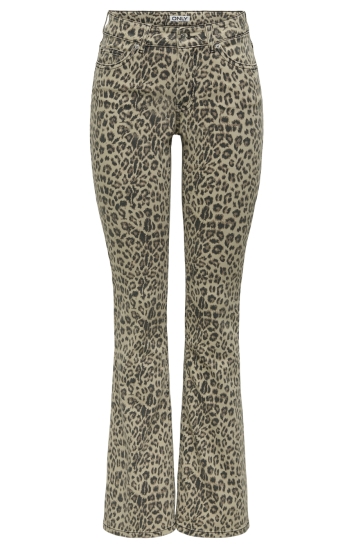 Only Jeans ONLBLUSH MID FLARED LEO DNM DOT CS 15366255 Washed Black/LEO