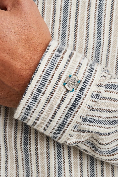 Cast Iron beige heren overhemd | Close up