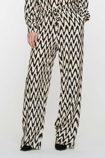 Geisha Broek BROEK MET ZIGZAGPRINT 51173 70 Black/Off-white