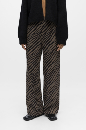 Object Broek OBJALBA LISA WIDE PANT PRINT NOOS 23046226 Black/Morel tige