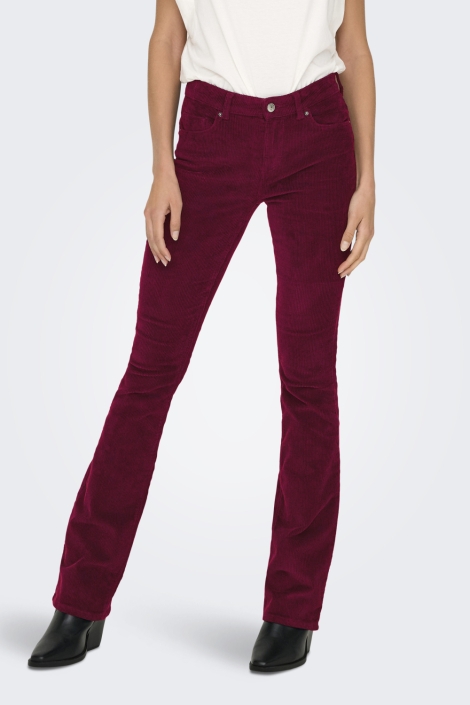 Only bordeaux dames broek | Model vooraanzicht